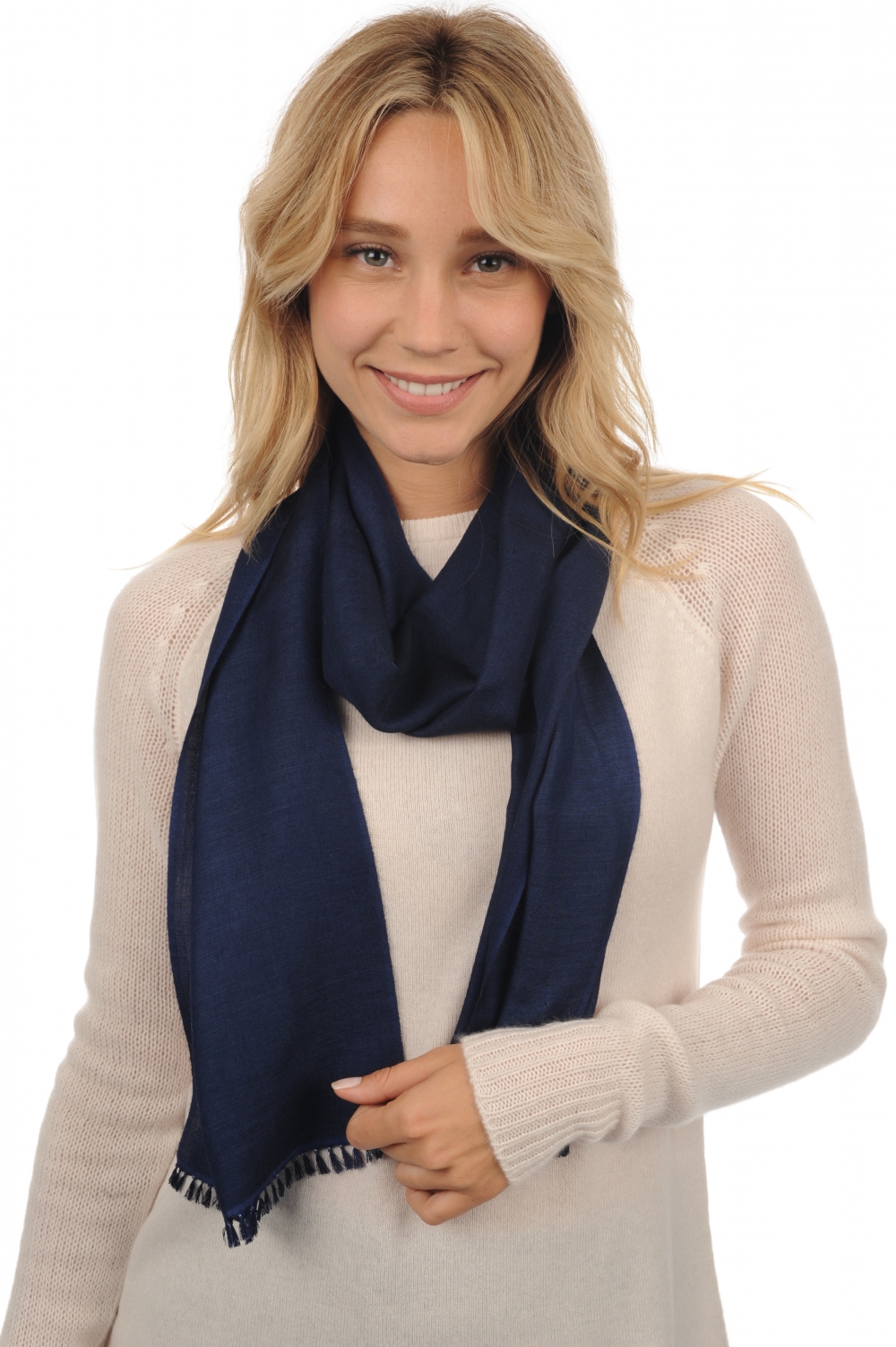 Cashmere & Silk accessories scarves mufflers scarva dark navy 170x25cm